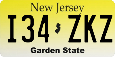 NJ license plate I34ZKZ