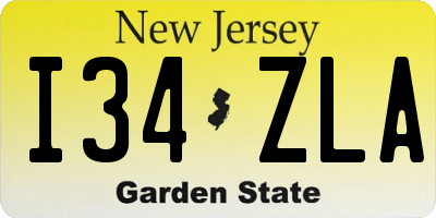 NJ license plate I34ZLA