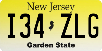 NJ license plate I34ZLG