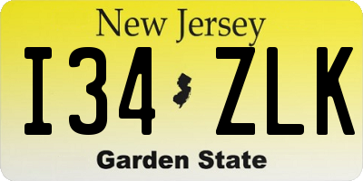 NJ license plate I34ZLK