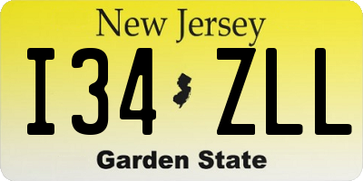 NJ license plate I34ZLL