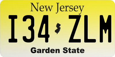 NJ license plate I34ZLM
