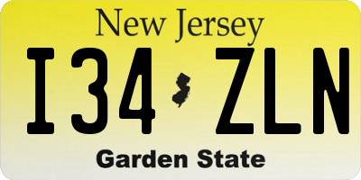 NJ license plate I34ZLN
