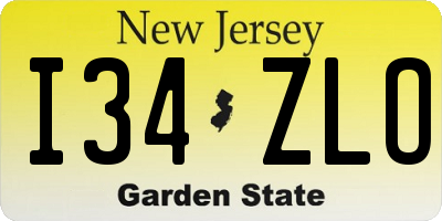NJ license plate I34ZLO