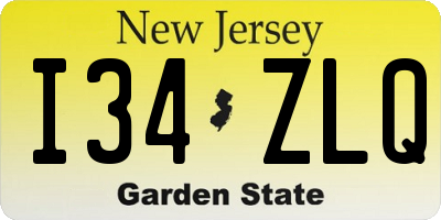 NJ license plate I34ZLQ