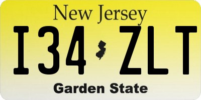 NJ license plate I34ZLT