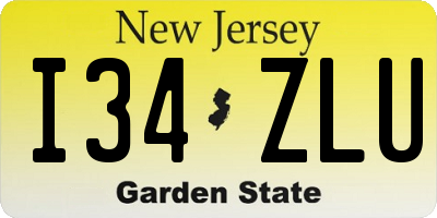 NJ license plate I34ZLU
