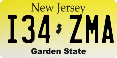 NJ license plate I34ZMA