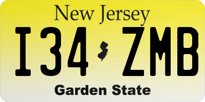 NJ license plate I34ZMB