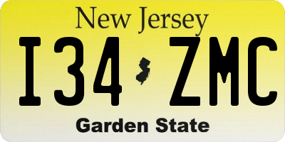 NJ license plate I34ZMC