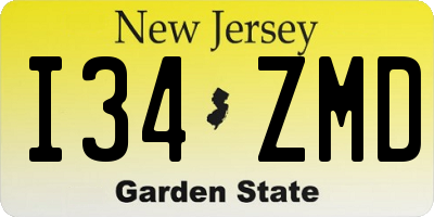 NJ license plate I34ZMD