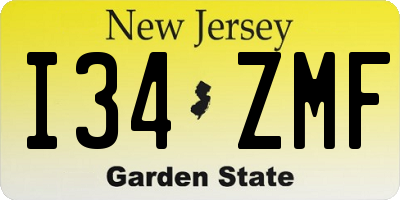 NJ license plate I34ZMF