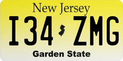 NJ license plate I34ZMG