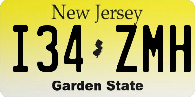 NJ license plate I34ZMH