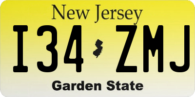 NJ license plate I34ZMJ