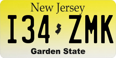 NJ license plate I34ZMK