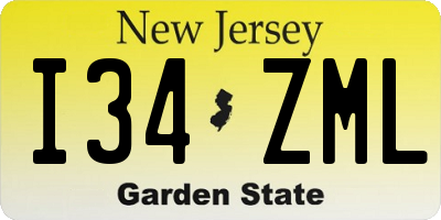 NJ license plate I34ZML