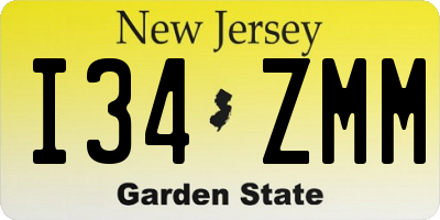 NJ license plate I34ZMM