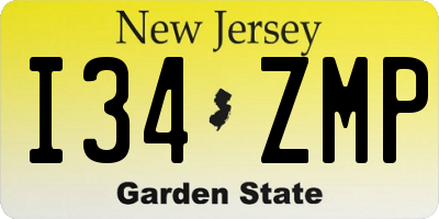 NJ license plate I34ZMP