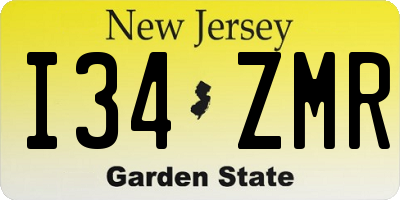 NJ license plate I34ZMR