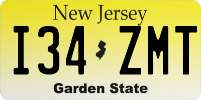 NJ license plate I34ZMT