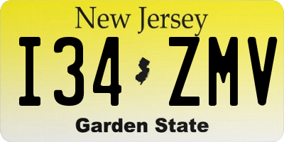 NJ license plate I34ZMV