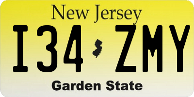 NJ license plate I34ZMY