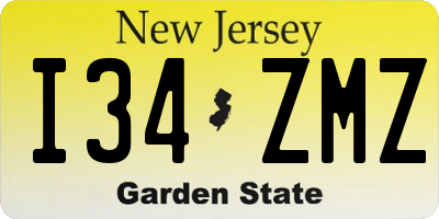 NJ license plate I34ZMZ
