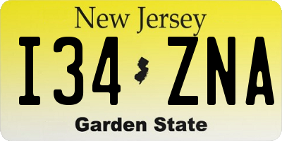 NJ license plate I34ZNA