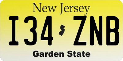 NJ license plate I34ZNB