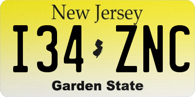 NJ license plate I34ZNC