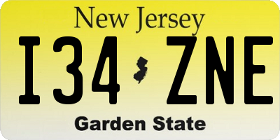 NJ license plate I34ZNE