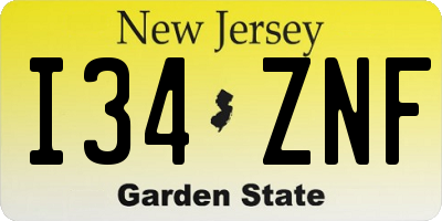 NJ license plate I34ZNF