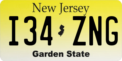 NJ license plate I34ZNG