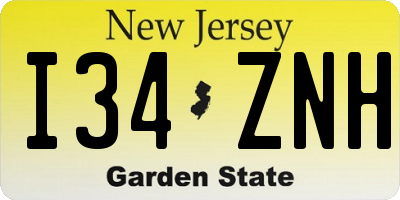 NJ license plate I34ZNH
