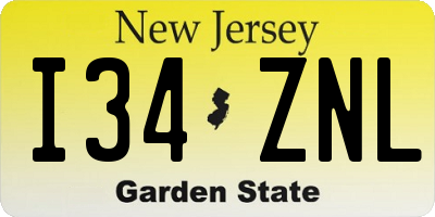 NJ license plate I34ZNL