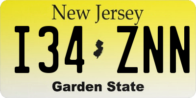 NJ license plate I34ZNN