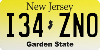 NJ license plate I34ZNO