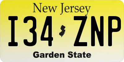 NJ license plate I34ZNP