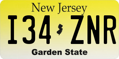 NJ license plate I34ZNR
