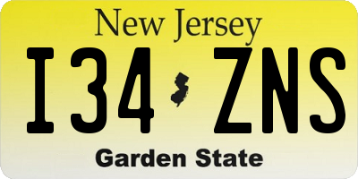 NJ license plate I34ZNS