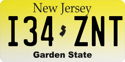 NJ license plate I34ZNT