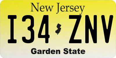 NJ license plate I34ZNV
