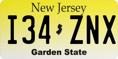 NJ license plate I34ZNX