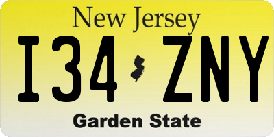 NJ license plate I34ZNY