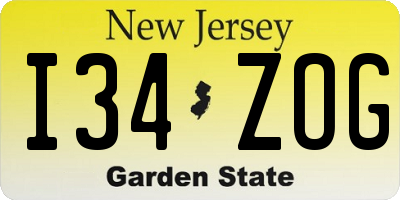 NJ license plate I34ZOG
