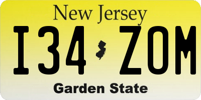 NJ license plate I34ZOM