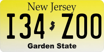 NJ license plate I34ZOO