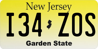 NJ license plate I34ZOS