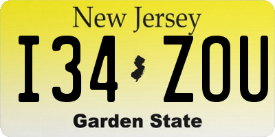 NJ license plate I34ZOU